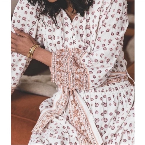 Cleobella White and Brown Midi Dress - Picture 4 of 14